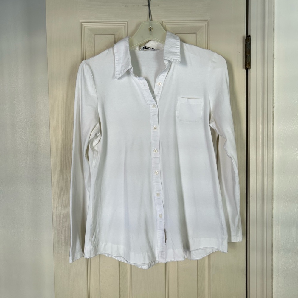 Cabi knit/cotton button down top